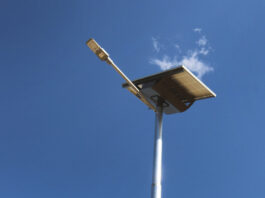 Solar street lights have been erected in Cookhouse because of the presence of a wind farm. Credit: Cennergi