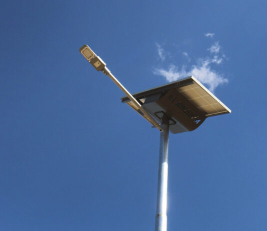 Solar street lights have been erected in Cookhouse because of the presence of a wind farm. Credit: Cennergi